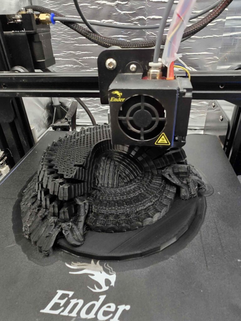 In progress image of 3d printer printing